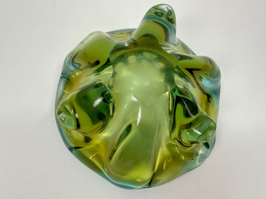 Just Added - Vintage Seguso Green Murano Glass Bowl Dish 7'W x 3.5'H  [Photo 6]