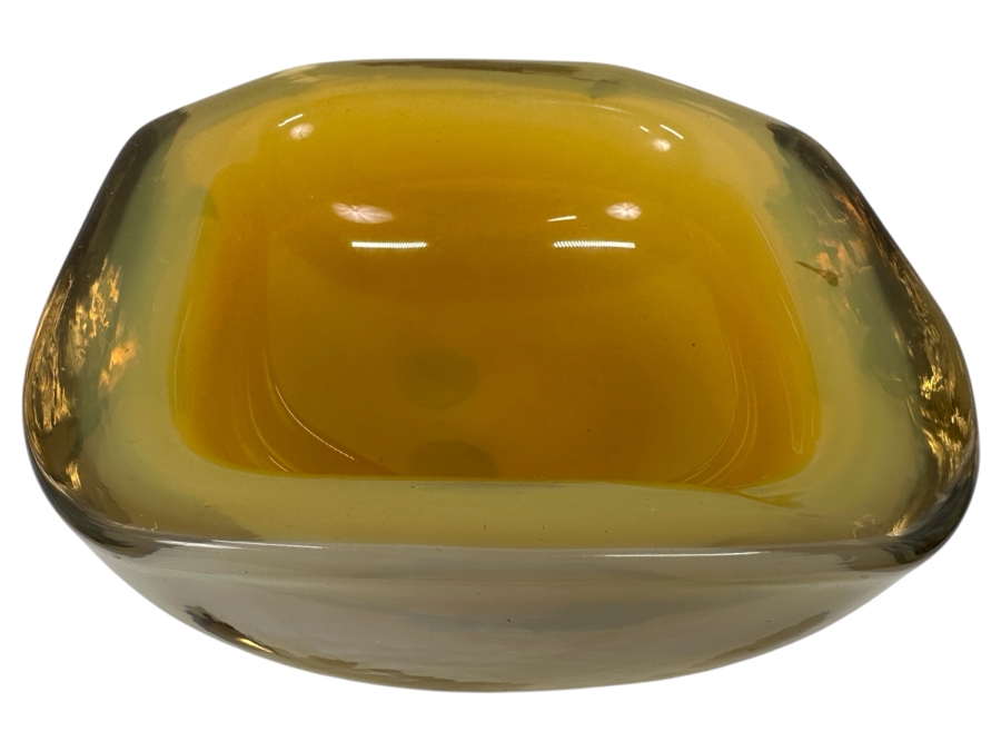 Just Added - Vintage Yellow Murano Glass Dish Ashtray 5.5'W x 2.5'H