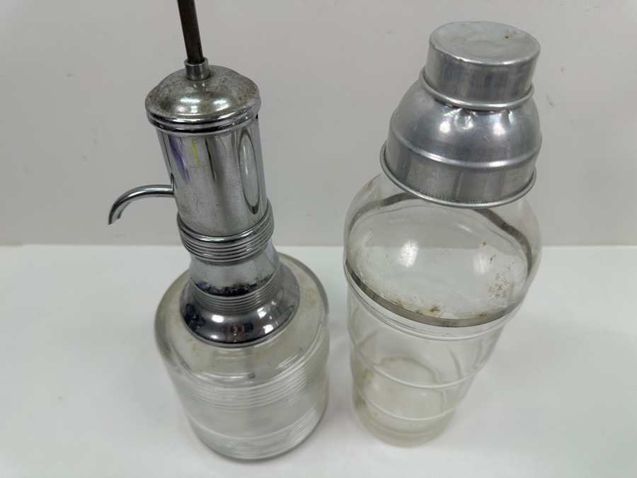 Just Added - Vintage Glass Pump Decanter and Philco Radiobar Cocktail Shaker 12.5'H and 11'H [Photo 2]