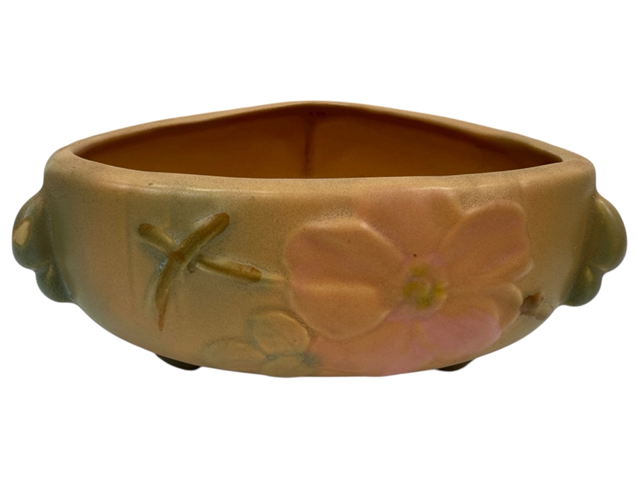 Just Added - Vintage 1940s Weller Wild Rose Jardiniere Triangular Bowl Planter 7'W x 3'H
