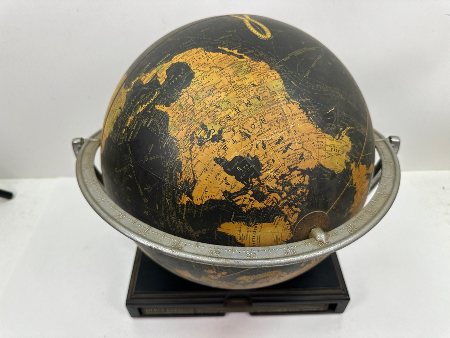 Just Added - 1930's Weber Costello Terrestrial 12' Globe with Atlas Base 14.5'H [Photo 3]