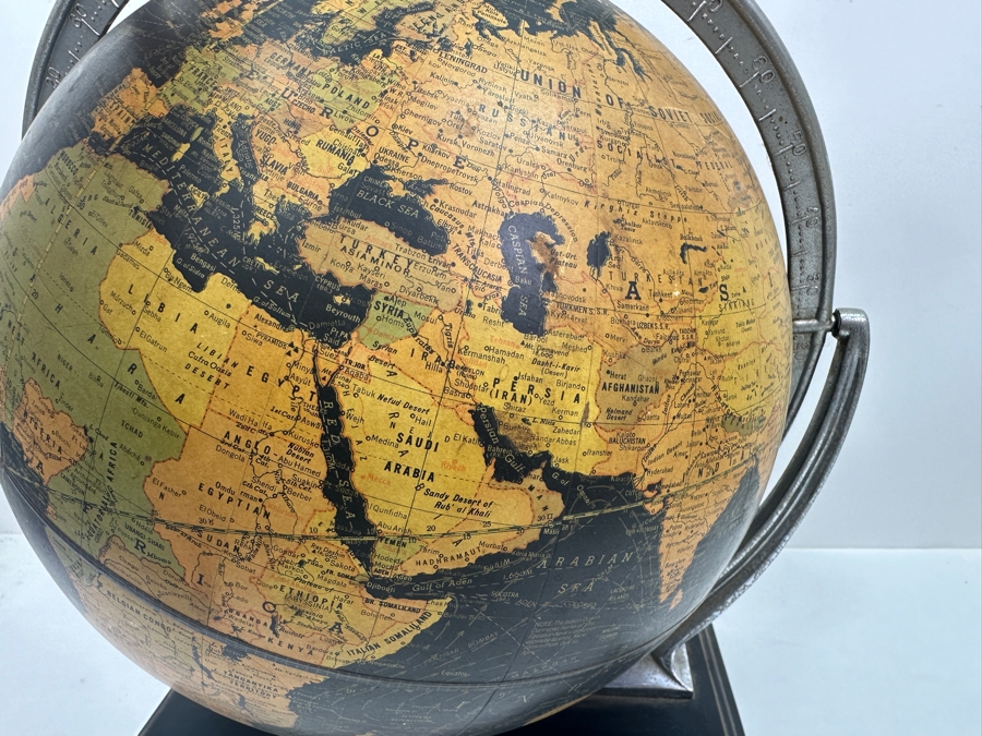 Just Added - 1930's Weber Costello Terrestrial 12' Globe with Atlas Base 14.5'H [Photo 5]