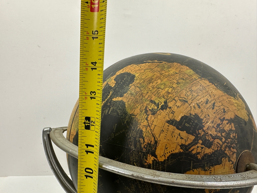 Just Added - 1930's Weber Costello Terrestrial 12' Globe with Atlas Base 14.5'H [Photo 11]