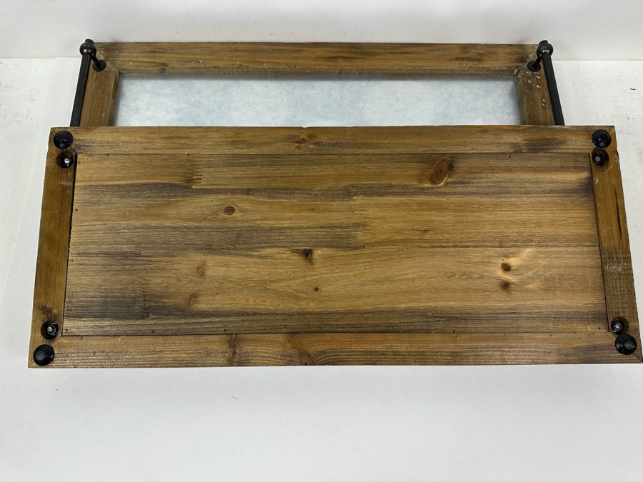 Just Added - Pair of Rustic Galvanized Metal and Wood Trays Each 24'W x 10'H [Photo 3]