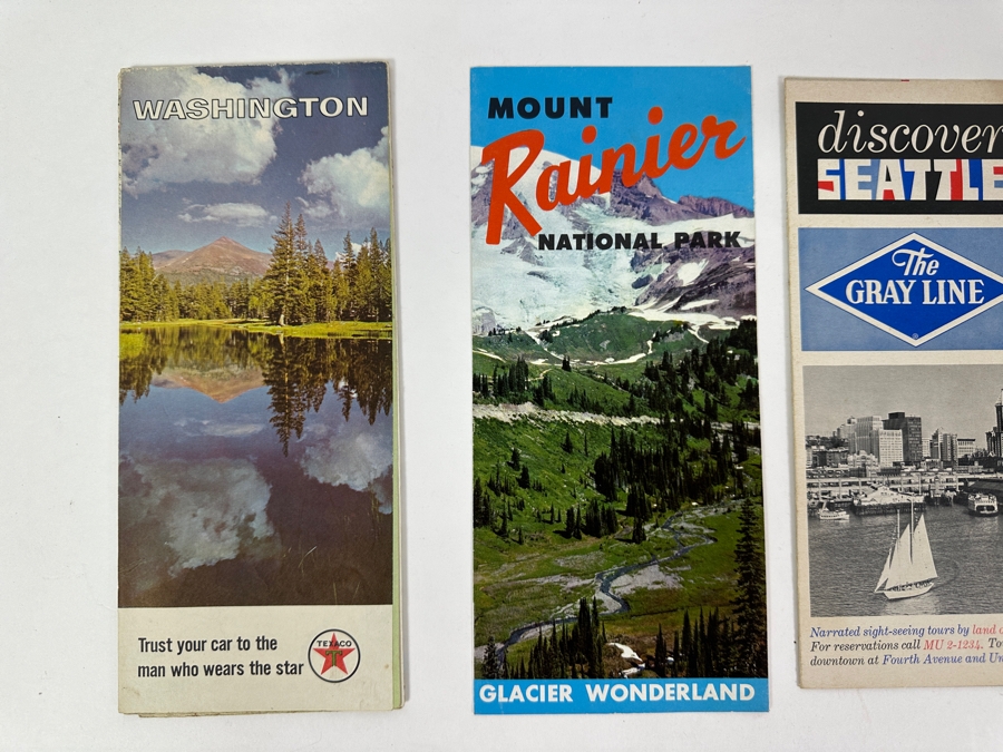 Just Added - (4) Vintage Washington State Seattle Paper Road Maps [Photo 2]