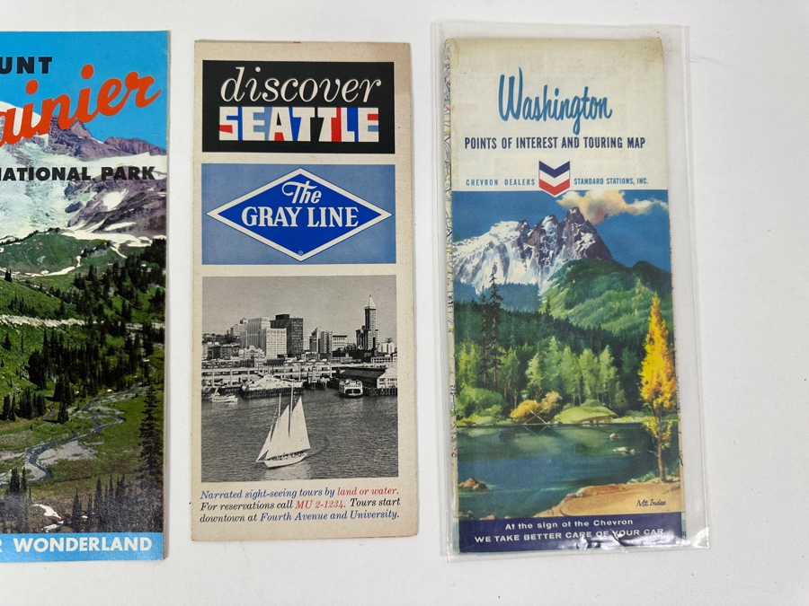 Just Added - (4) Vintage Washington State Seattle Paper Road Maps [Photo 3]