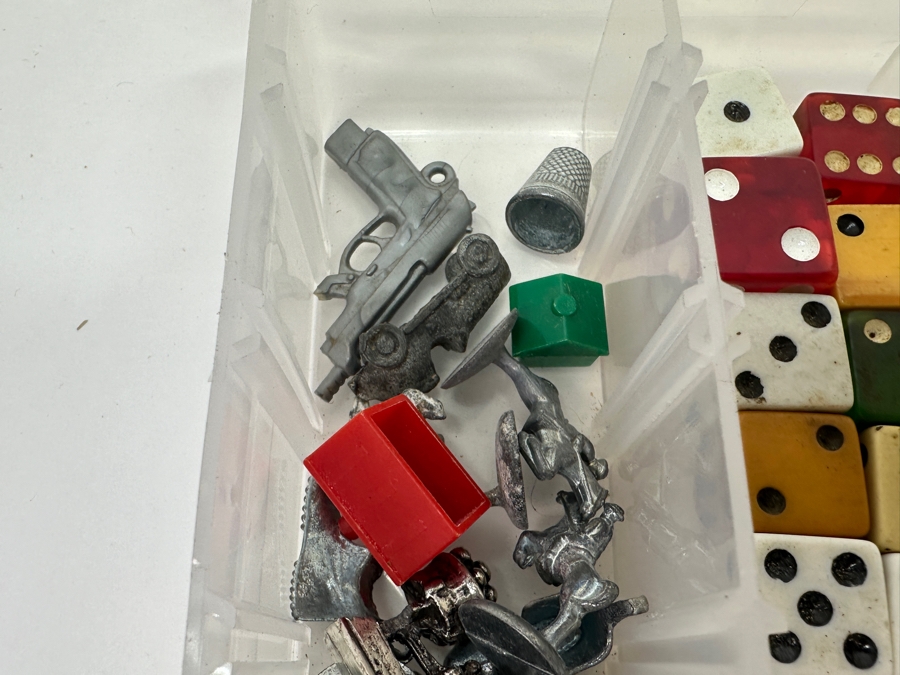 Just Added - Collection Of Vintage Dice, Monopoly Game Pieces, Thimbles, Wooden Nickel & More - See Photos [Photo 8]