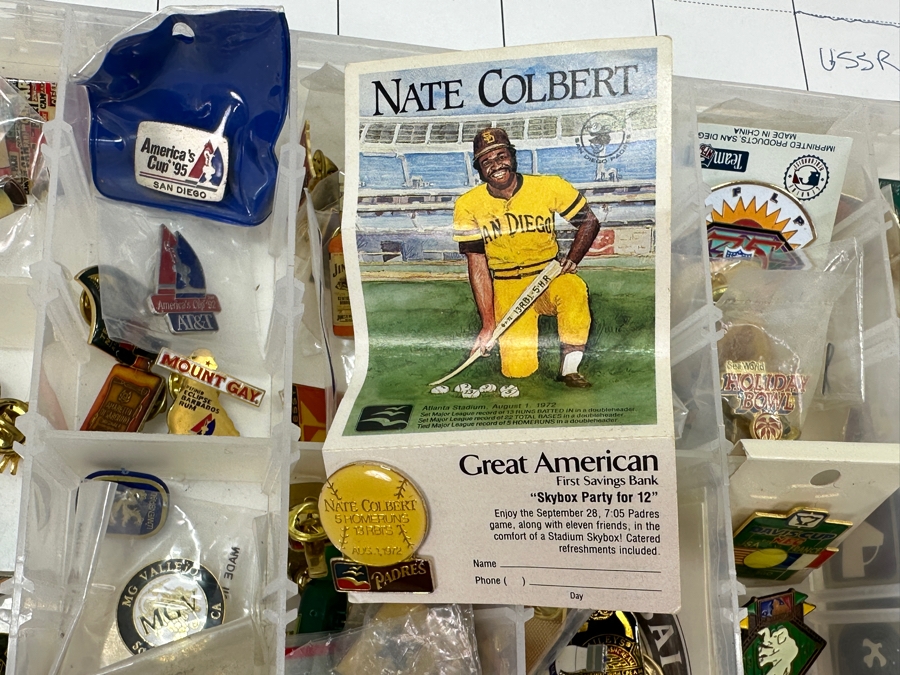 Just Added - Collection Of Pins Including Sports Pins, Liquor Advertising Pins, Russian Pins, Michael Jackson Pin & More - See Photos [Photo 23]