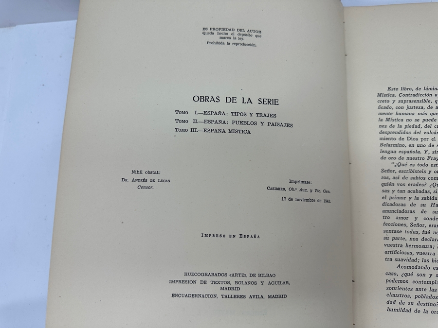 Just Added - Pair Of Vintage 1947 Hardcover Spanish Books: Espana Pueblos Y Paisajes & Espana Mistica By Jose Ortiz Echague [Photo 12]