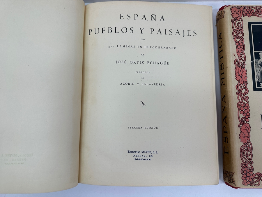 Just Added - Pair Of Vintage 1947 Hardcover Spanish Books: Espana Pueblos Y Paisajes & Espana Mistica By Jose Ortiz Echague [Photo 3]