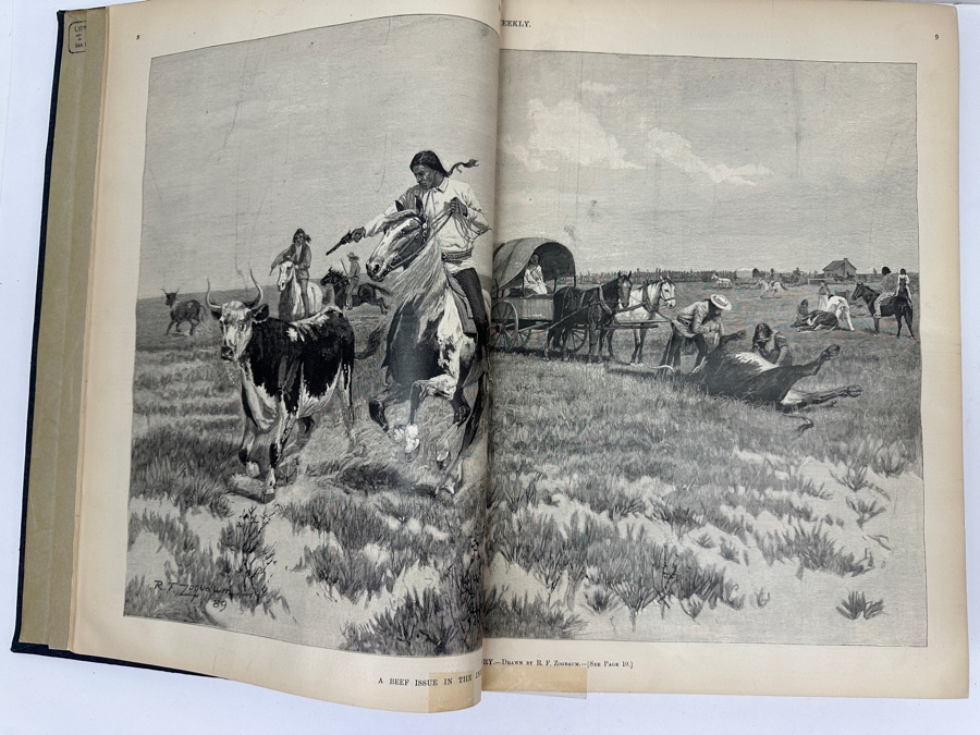 Just Added - Antique 1890 Vol. 34 Harper’s Weekly Hardcover Bound Collection For The Year 1890 [Photo 7]