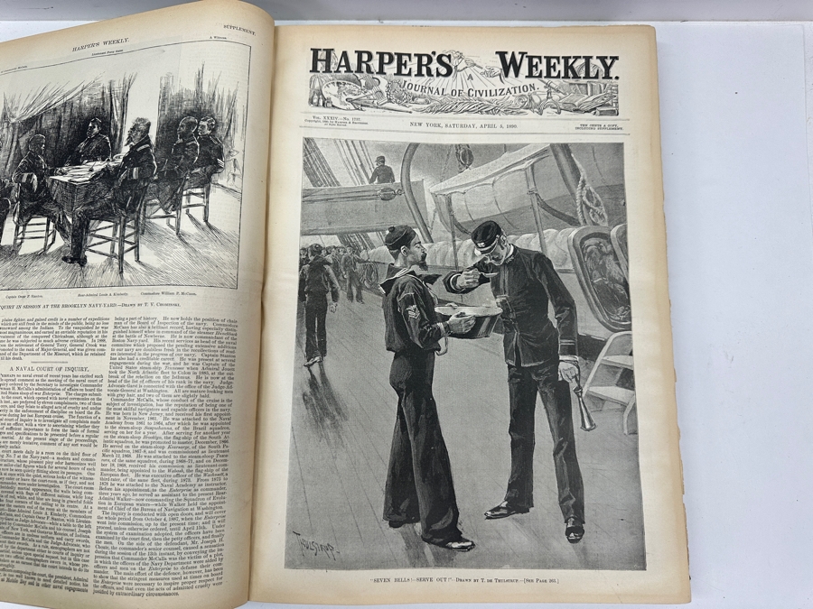 Just Added - Antique 1890 Vol. 34 Harper’s Weekly Hardcover Bound Collection For The Year 1890 [Photo 11]
