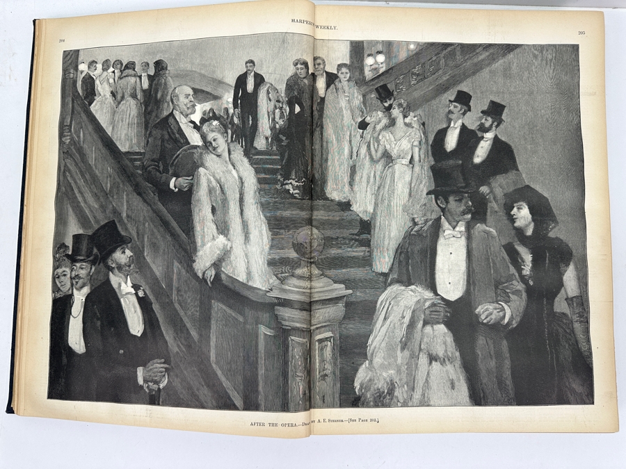 Just Added - Antique 1890 Vol. 34 Harper’s Weekly Hardcover Bound Collection For The Year 1890 [Photo 10]