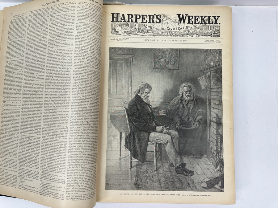 Just Added - Antique 1890 Vol. 34 Harper’s Weekly Hardcover Bound Collection For The Year 1890 [Photo 8]