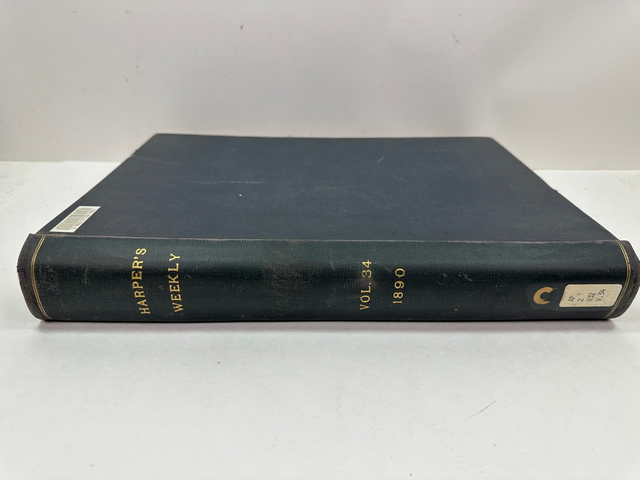 Just Added - Antique 1890 Vol. 34 Harper’s Weekly Hardcover Bound Collection For The Year 1890 [Photo 2]