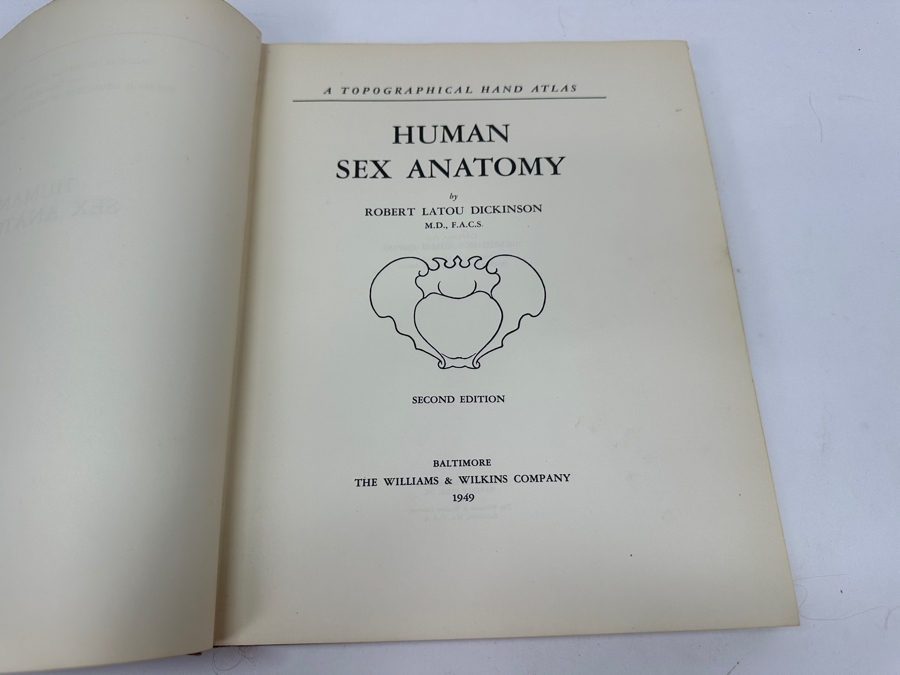 Just Added - Vintage 1949 Second Edition Hardcover Book Human Sex Anatomy By Robert Latou Dickinson A Topographical Hand Atlas [Photo 2]