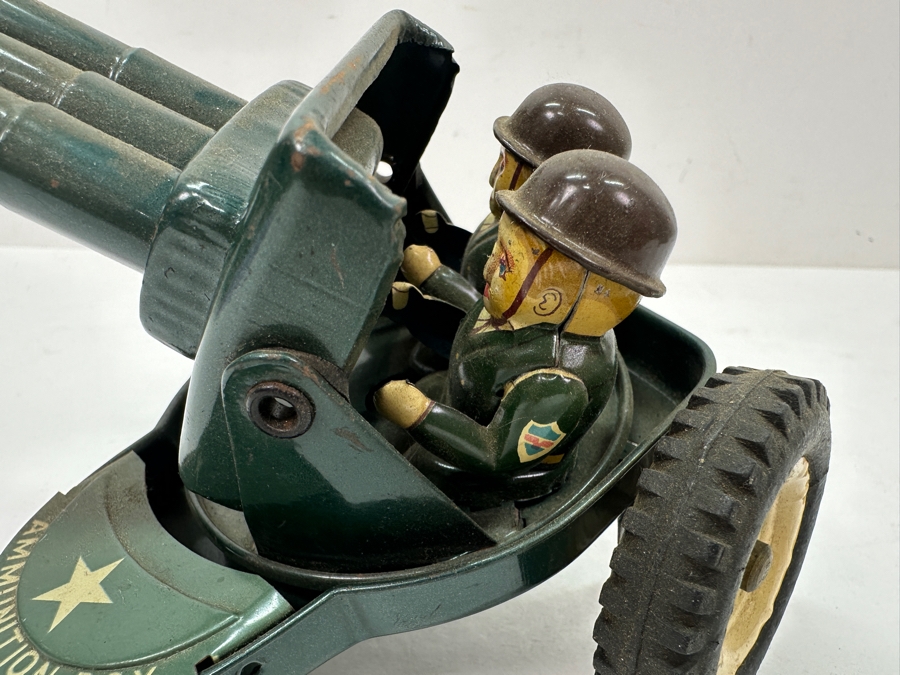 Just Added - Vintage Japanese Anti-Aircraft Gun Trailer Tin Toy [Photo 4]