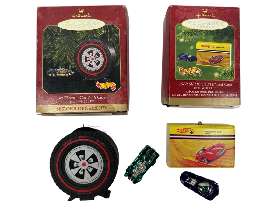 Just Added - Pair Of Vintage Hallmark Hot Wheels Christmas Ornaments With Original Boxes