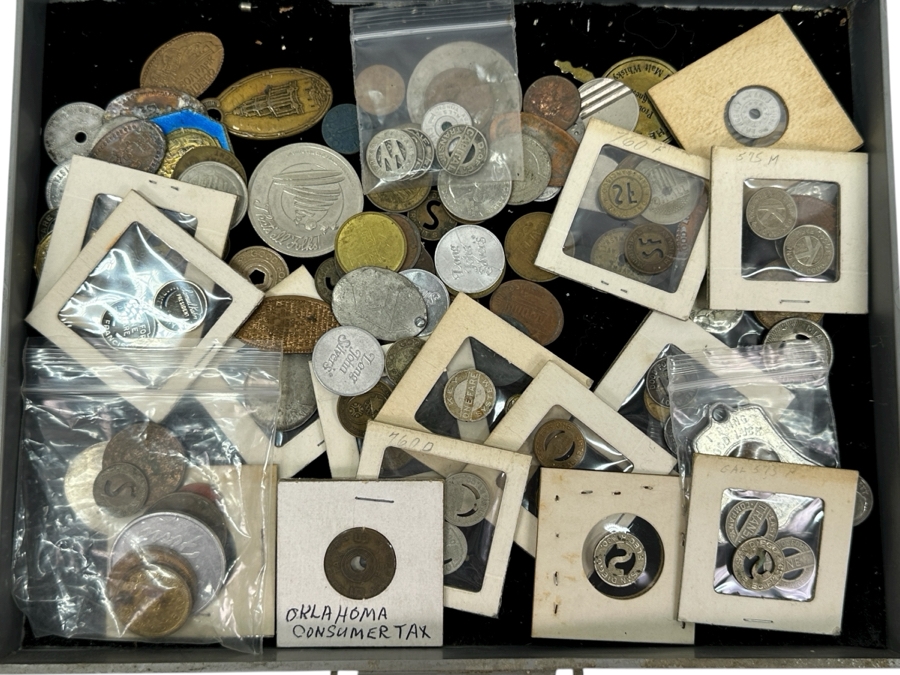 Just Added - Collection Of Various Tokens & Rolled Pennies - See Photos