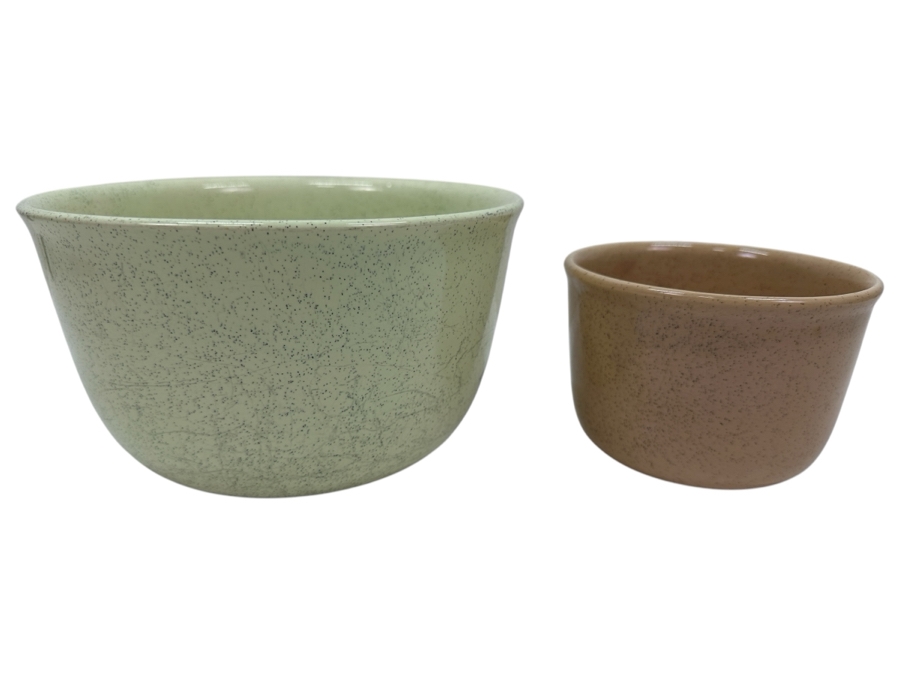 Just Added - Pair Of Bauer Pottery Bowls 8”W And 5”W
