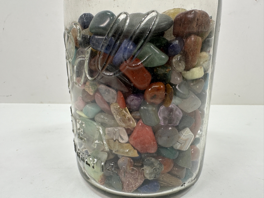 Just Added - Glass Ball Jar Filled With Polished Stones 7'H - See Photos [Photo 12]
