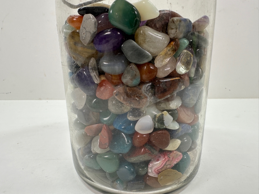 Just Added - Glass Ball Jar Filled With Polished Stones 7'H - See Photos [Photo 5]