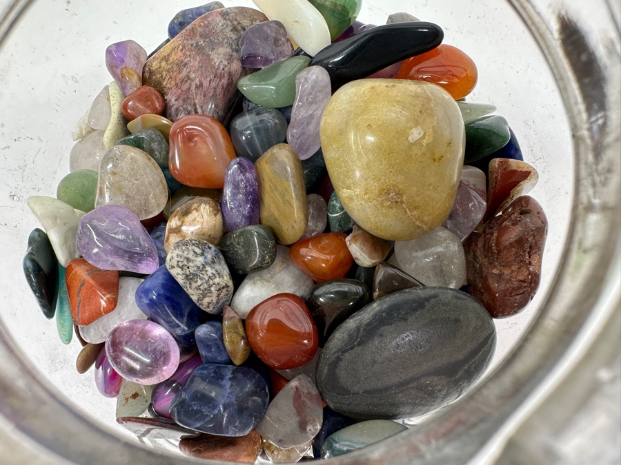 Just Added - Glass Ball Jar Filled With Polished Stones 7'H - See Photos [Photo 3]