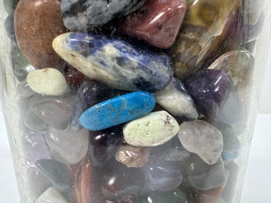 Just Added - Glass Ball Jar Filled With Polished Stones 7'H - See Photos [Photo 9]