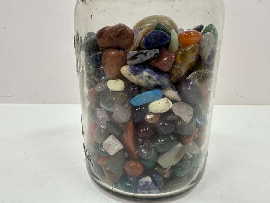 Just Added - Glass Ball Jar Filled With Polished Stones 7'H - See Photos [Photo 8]