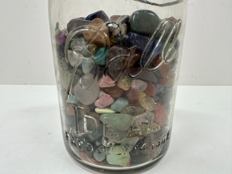 Just Added - Glass Ball Jar Filled With Polished Stones 7'H - See Photos [Photo 2]