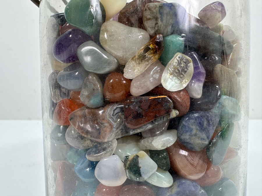 Just Added - Glass Ball Jar Filled With Polished Stones 7'H - See Photos [Photo 7]