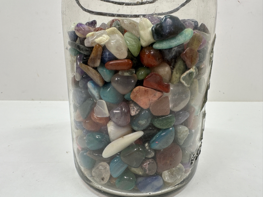 Just Added - Glass Ball Jar Filled With Polished Stones 7'H - See Photos [Photo 4]