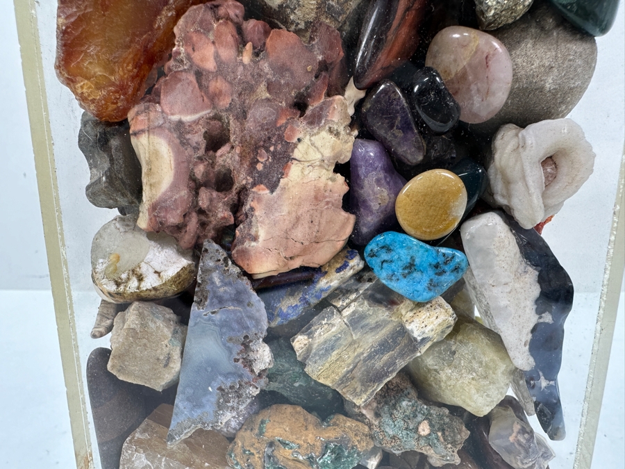 Just Added - Large Acrylic Jar Filled With Various Stones, Crystals & Fossils 8W X 5D X 13H Weighs 23.2lbs - See Photos [Photo 14]
