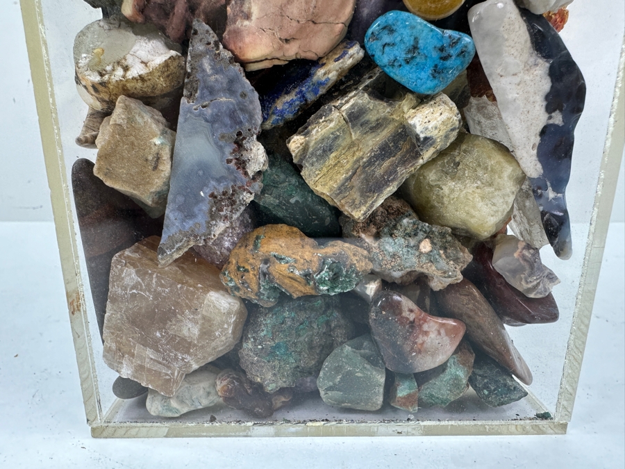 Just Added - Large Acrylic Jar Filled With Various Stones, Crystals & Fossils 8W X 5D X 13H Weighs 23.2lbs - See Photos [Photo 15]