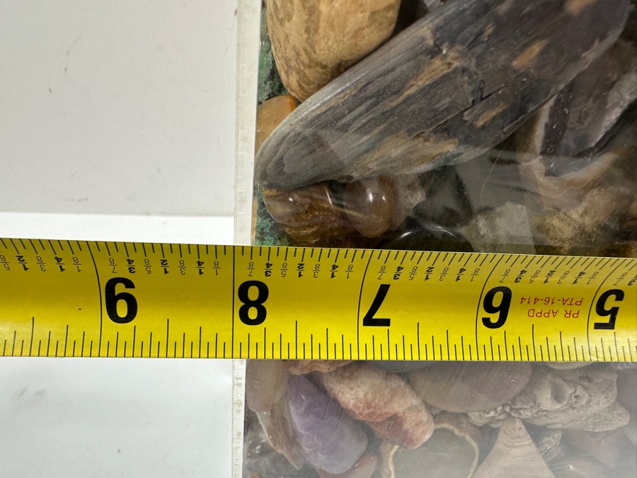 Just Added - Large Acrylic Jar Filled With Various Stones, Crystals & Fossils 8W X 5D X 13H Weighs 23.2lbs - See Photos [Photo 29]