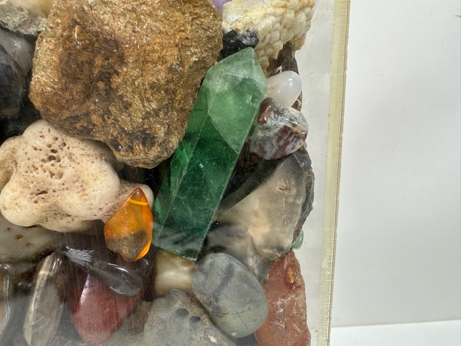 Just Added - Large Acrylic Jar Filled With Various Stones, Crystals & Fossils 8W X 5D X 13H Weighs 23.2lbs - See Photos [Photo 19]