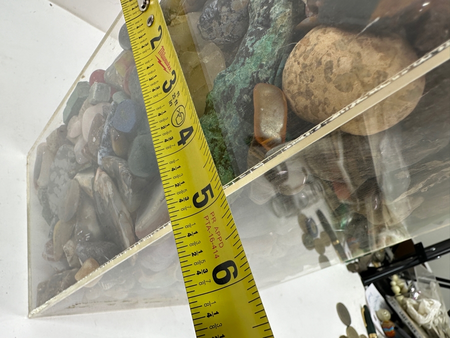 Just Added - Large Acrylic Jar Filled With Various Stones, Crystals & Fossils 8W X 5D X 13H Weighs 23.2lbs - See Photos [Photo 30]