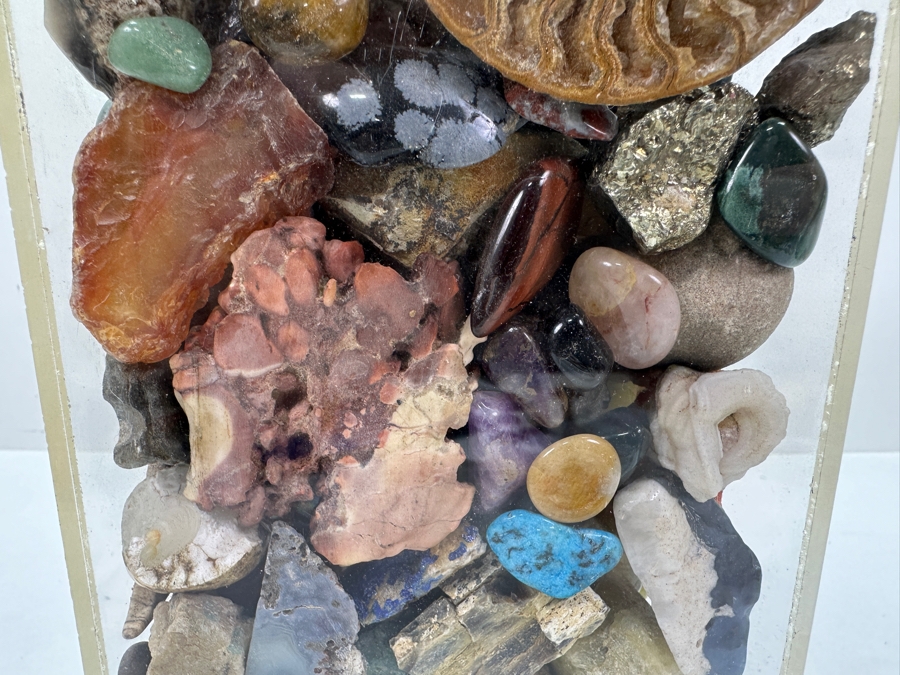 Just Added - Large Acrylic Jar Filled With Various Stones, Crystals & Fossils 8W X 5D X 13H Weighs 23.2lbs - See Photos [Photo 12]