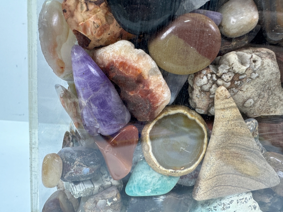 Just Added - Large Acrylic Jar Filled With Various Stones, Crystals & Fossils 8W X 5D X 13H Weighs 23.2lbs - See Photos [Photo 28]