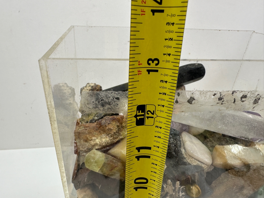 Just Added - Large Acrylic Jar Filled With Various Stones, Crystals & Fossils 8W X 5D X 13H Weighs 23.2lbs - See Photos [Photo 31]
