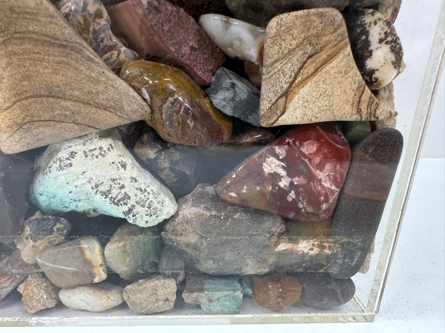 Just Added - Large Acrylic Jar Filled With Various Stones, Crystals & Fossils 8W X 5D X 13H Weighs 23.2lbs - See Photos [Photo 22]