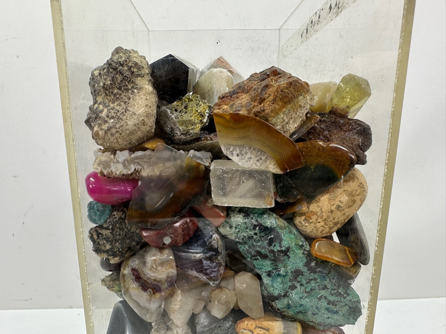 Just Added - Large Acrylic Jar Filled With Various Stones, Crystals & Fossils 8W X 5D X 13H Weighs 23.2lbs - See Photos [Photo 26]