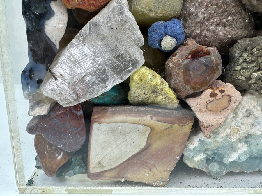 Just Added - Large Acrylic Jar Filled With Various Stones, Crystals & Fossils 8W X 5D X 13H Weighs 23.2lbs - See Photos [Photo 7]
