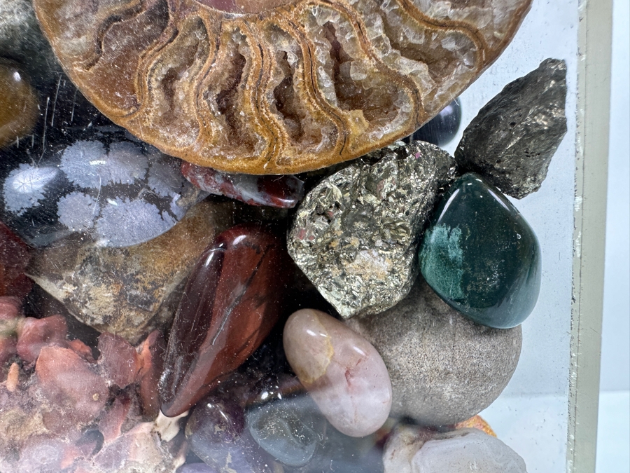 Just Added - Large Acrylic Jar Filled With Various Stones, Crystals & Fossils 8W X 5D X 13H Weighs 23.2lbs - See Photos [Photo 13]