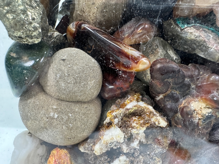 Just Added - Large Acrylic Jar Filled With Various Stones, Crystals & Fossils 8W X 5D X 13H Weighs 23.2lbs - See Photos [Photo 5]