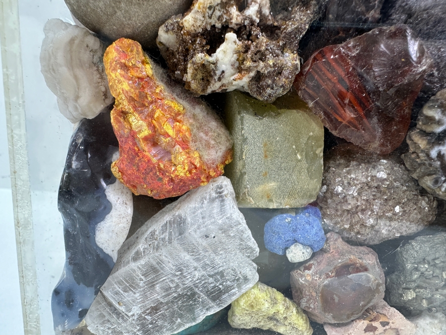 Just Added - Large Acrylic Jar Filled With Various Stones, Crystals & Fossils 8W X 5D X 13H Weighs 23.2lbs - See Photos [Photo 6]