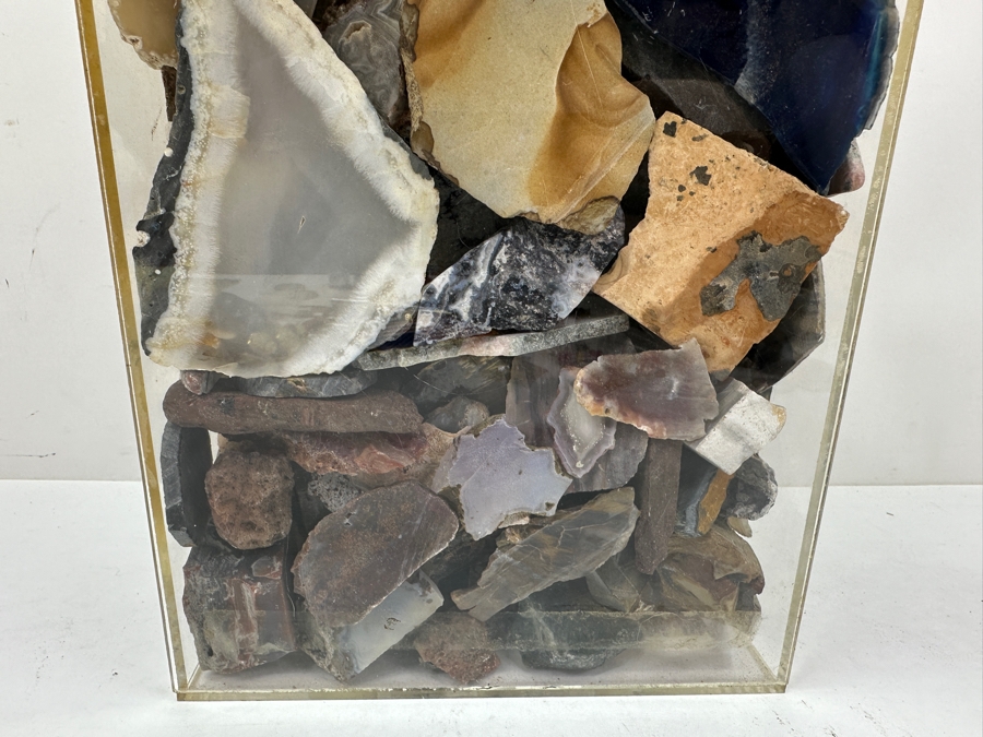 Just Added - Large Acrylic Jar Filled With Various Polished Agate Slices & Stones 8W X 5D X 13H Weighs 21lbs - See Photos [Photo 11]