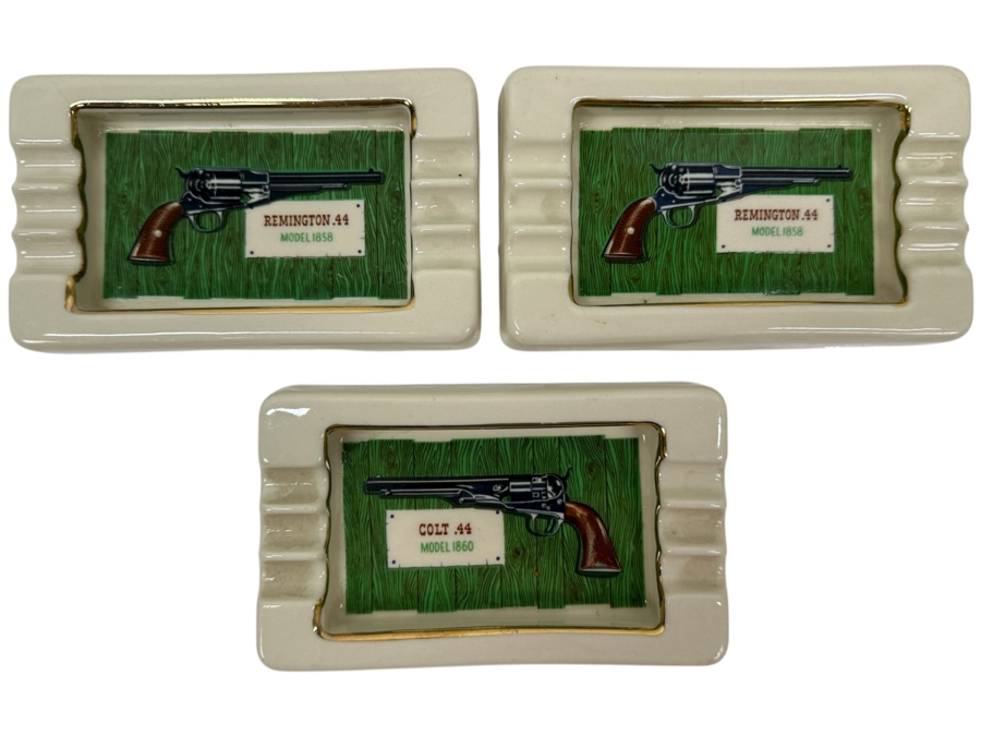 Just Added - (3) Vintage Ashtrays: (2) Remington .44 Model 1858 Ashtrays & (1) Colt .44 Model 1860 Ashtray 5 X 3 Made By B & B USA