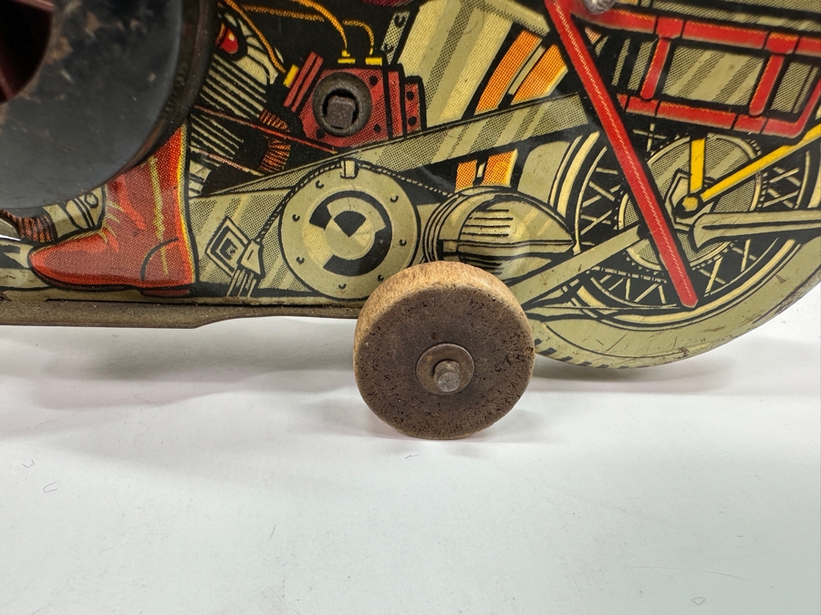 Just Added - Vintage 1940s Marx Toys Tin Litho Wind-Up Police Motorcycle Toy 8.5W X 6H [Photo 5]