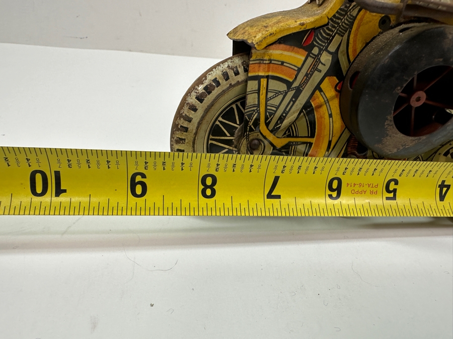 Just Added - Vintage 1940s Marx Toys Tin Litho Wind-Up Police Motorcycle Toy 8.5W X 6H [Photo 11]